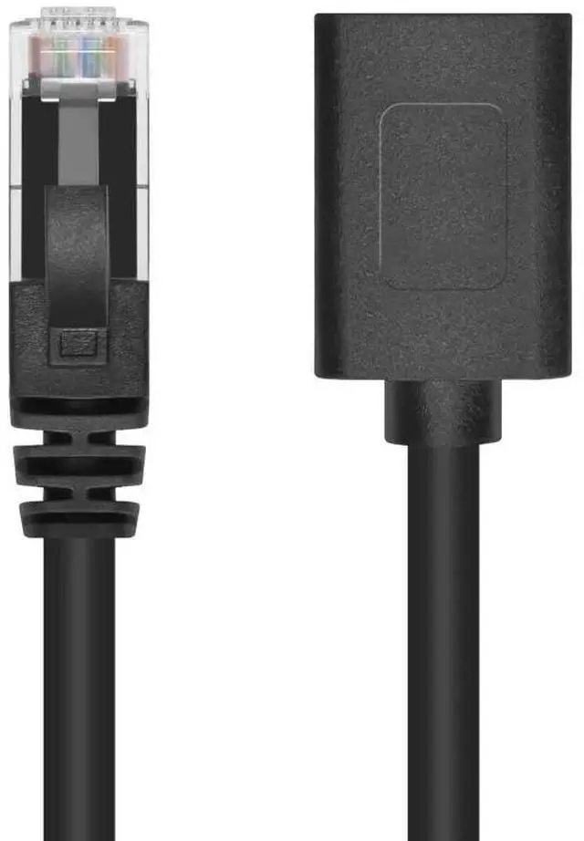 Alt view image 2 of 6 - Monoprice Cat6A 3ft Black U/UTP Ethernet Extension Cable RJ45 Male to Female (with PCB Jack 3), 24AWG, Stranded Ba