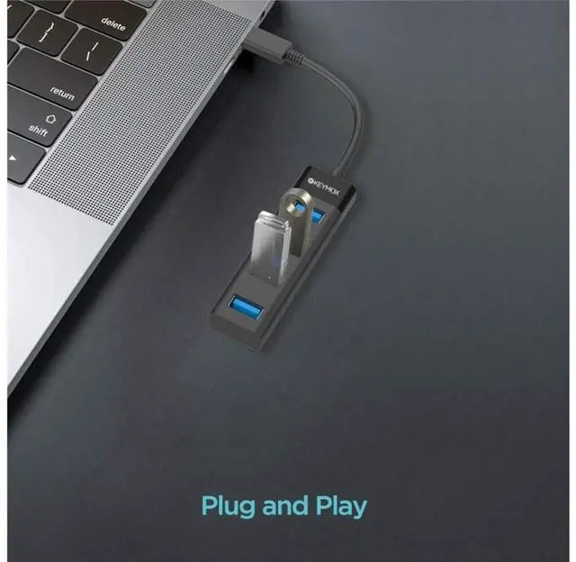Alt view image 3 of 6 - 4-Port USB-C to USB 3.0 Type-A Hub