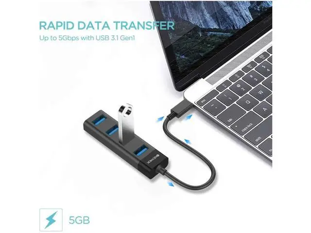 Alt view image 5 of 6 - 4-Port USB-C to USB 3.0 Type-A Hub