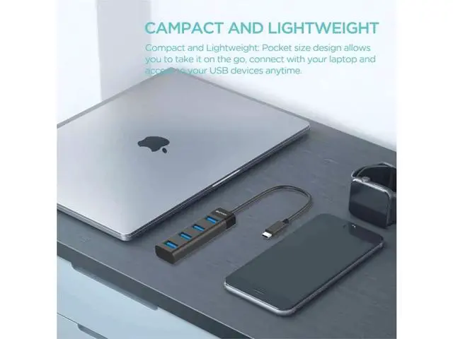 Alt view image 6 of 6 - 4-Port USB-C to USB 3.0 Type-A Hub
