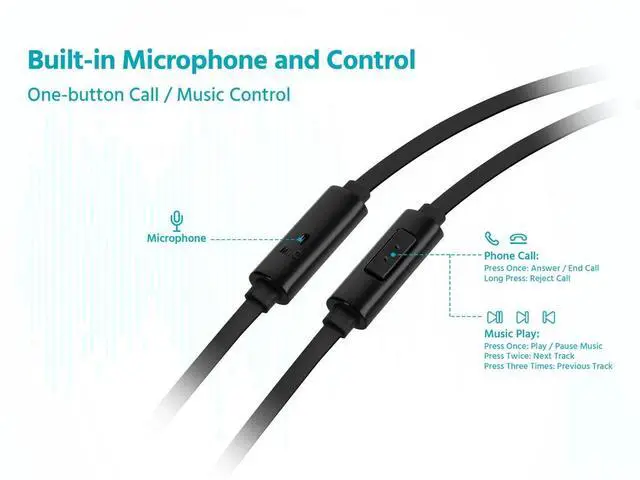 Alt view image 3 of 6 - Monoprice Premium USB-C Wired Earbuds with Mic for Smartphones, Tablets, Laptops & Gaming
