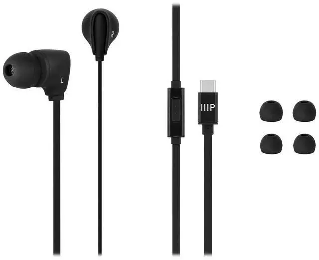 Alt view image 4 of 6 - Monoprice Premium USB-C Wired Earbuds with Mic for Smartphones, Tablets, Laptops & Gaming