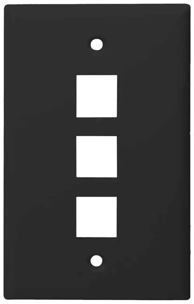 Main image of Monoprice Standard Size Keystone Plate 3 Port, Black, UL