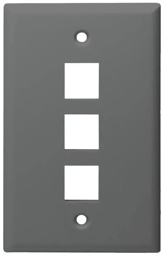 Main image of Monoprice Standard Size Keystone Plate 3 Port, Gray, UL