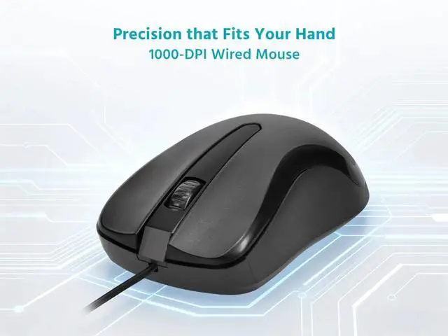 Alt view image 6 of 20 - Monoprice Essential Wired USB Optical Mouse for Home and Office Use, Compatible with Windows PC, Laptop, Notebook, Chrom