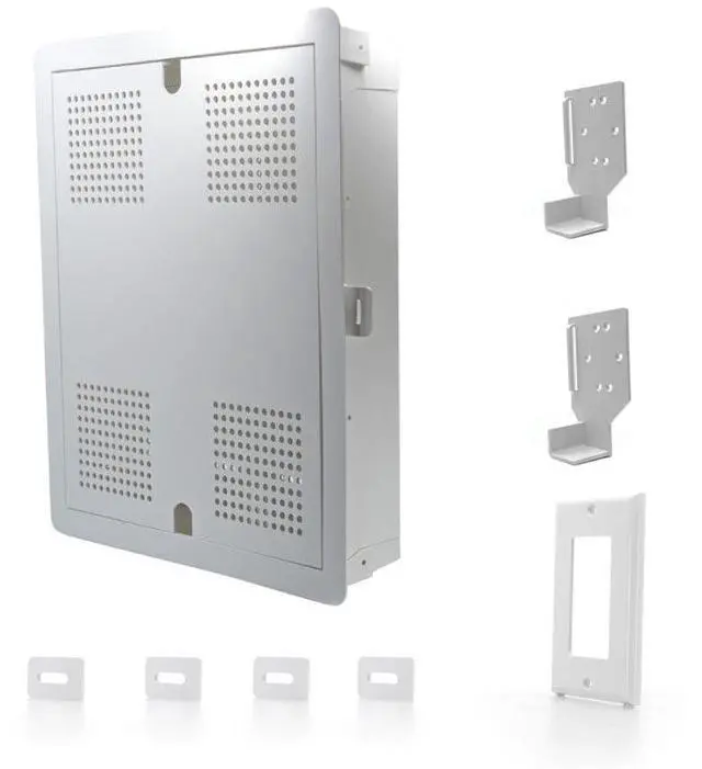 Main image of Monoprice Multi-Functional Recessed Media Box with Magnetic Cover For Seamless Home & Office Connectivity Solutions, In