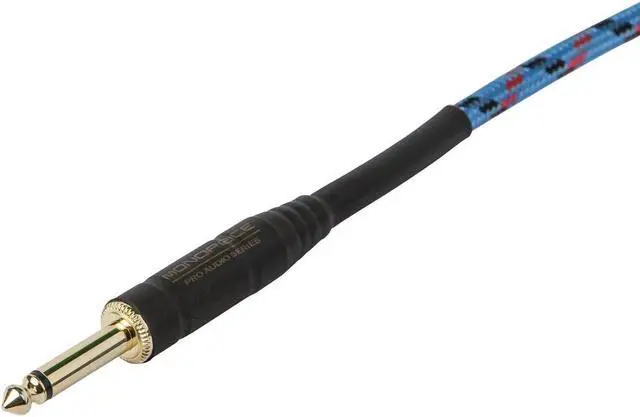 Alt view image 7 of 9 - Monoprice Braided Cloth 1/4 Inch (TS) Guitar/Instrument Cable Cord - 10 Feet- Blue with One Right Angle Connector