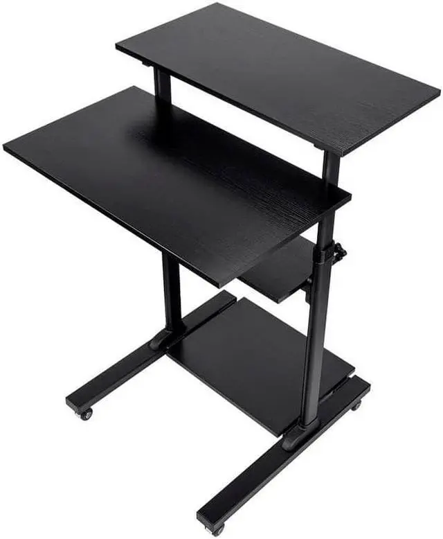 Alt view image 5 of 16 - Monoprice Height Adjustable PC Workstation Cart for Sit-Stand