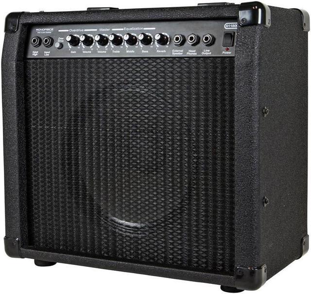 Monoprice 40-Watt 1x10 Guitar Combo Amplifier - Black with Spring Reverb,  10in 4-ohm Speaker, High & Low Inputs, Headphone Output For Electric Guitars