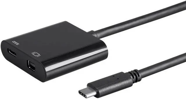 Main image of Monoprice USB-C to Mini DisplayPort & USB-C (F) Dual Port Adapter - Select Series