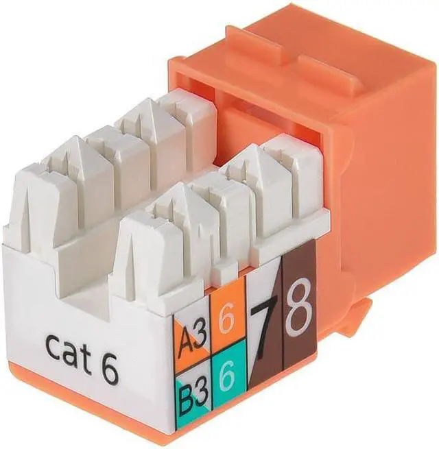 Alt view image 2 of 7 - Monoprice Cat6 Punch Down Keystone Jack for 22-24AWG Solid Wire, Orange
