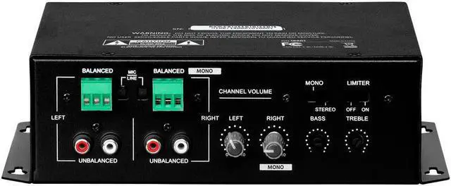 Alt view image 4 of 5 - Monoprice Commercial Audio 120W 2ch Mixer Amp (No Logo)
