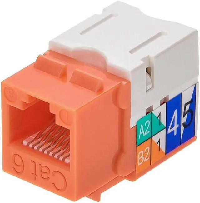 Alt view image 3 of 7 - Monoprice Cat6 Punch Down Keystone Jack for 22-24AWG Solid Wire, Orange