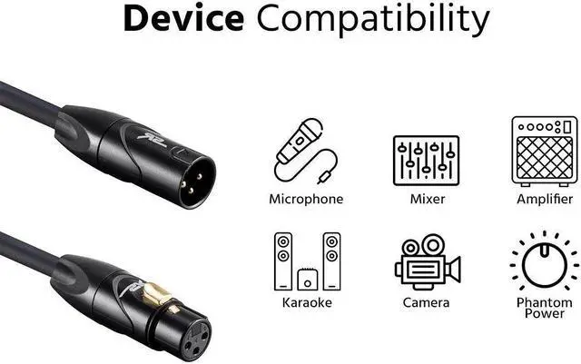 Alt view image 5 of 7 - Monoprice XLR Male to XLR Female Cable [Microphone & Interconnect] - 3 Feet - Black | Gold Plated, 16AWG - Stage Right Series