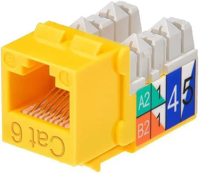 Main image of Monoprice Cat6 Punch Down Keystone Jack for 22-24AWG Solid Wire, Yellow