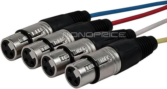 Alt view image 3 of 11 - Monoprice 4-Channel XLR Male to XLR Female Snake Cable Cord - 15 Feet- Black/Silver With Metal Connector Housings Plastic And Rubber Cable Boots