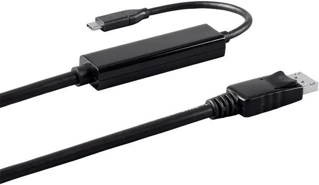 Alt view image 3 of 6 - Monoprice USB C to DisplayPort 3.1 Cable - 6 Feet - Black | 5Gbps, Active, 4K@60Hz, Type C, Plug and Play, Mirror or Expand your PC