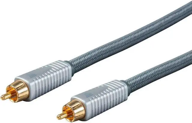 Alt view image 2 of 4 - Monoprice Monolith RCA Cable - Silver - 3 Feet Chord, 24K Gold Plated Connectors, AL foil, OFC Copper Braided Shield