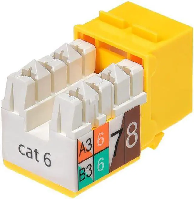 Alt view image 2 of 6 - Monoprice Cat6 Punch Down Keystone Jack for 22-24AWG Solid Wire, Yellow
