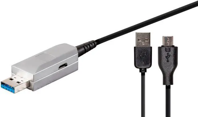 Alt view image 6 of 7 - Monoprice USB-A to USB-A Female 3.0 Extension Cable - 32.8 Feet - Black | Fiber Optic - SlimRun