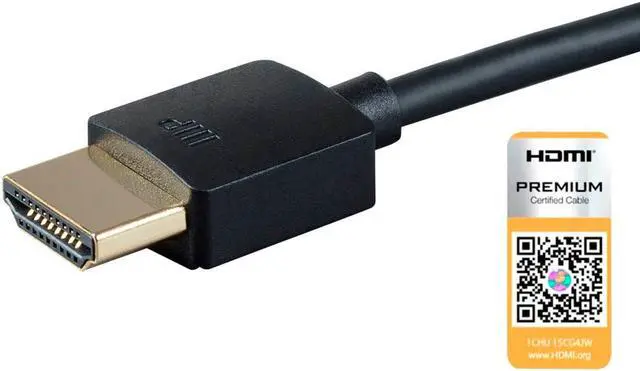 Alt view image 7 of 8 - Monoprice HDMI Cable - 5 Feet - Black| Certified Premium, 4K@60Hz, HDR, 18Gbps, 36AWG, YUV, 4:4:4, Compatible with UHD TV and More - Ultra Slim Series
