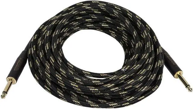 Alt view image 4 of 8 - Monoprice Braided Cloth 1/4 Inch (TS) Male 20AWG Instrument Cable Cord - 35 Feet- Black (Gold Plated)