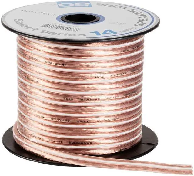 Alt view image 2 of 12 - Monoprice Select Series 14 Gauge AWG Speaker Wire / Cable - 50ft Jacketed In Durable Plastic With A Color Coded Conductor For Home Theater, Car Audio And More