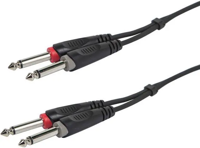Main image of Monoprice Dual 1/4 Inch (TS) Male - 3 Meter (10 Feet) Instrument Cable Cord 26 AWG Conductors And Copper Braid Shielding