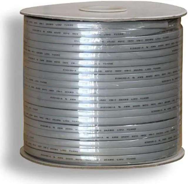 Alt view image 9 of 12 - Monoprice Stranded Bulk Phone Cable - 1000 Feet - Silver | 8 Conductor, 28AWG, Flat Cable