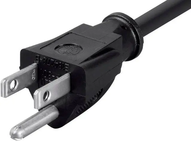 Alt view image 3 of 6 - Monoprice 3 Prong Extension Cord - Black - 20 Feet |  NEMA 5-15P to NEMA 5-15R, 16AWG, 13A
