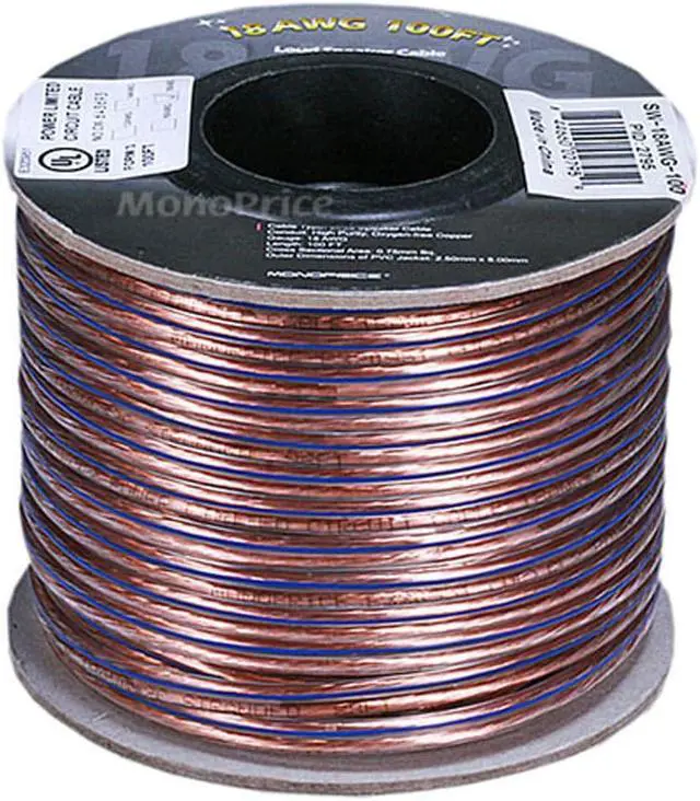 Alt view image 3 of 7 - Monoprice 100ft 18AWG Enhanced Loud Oxygen-Free Copper Speaker Wire Cable