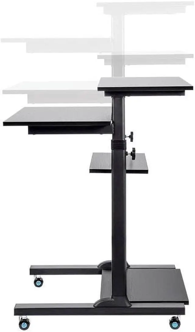 Alt view image 2 of 16 - Monoprice Height Adjustable PC Workstation Cart for Sit-Stand
