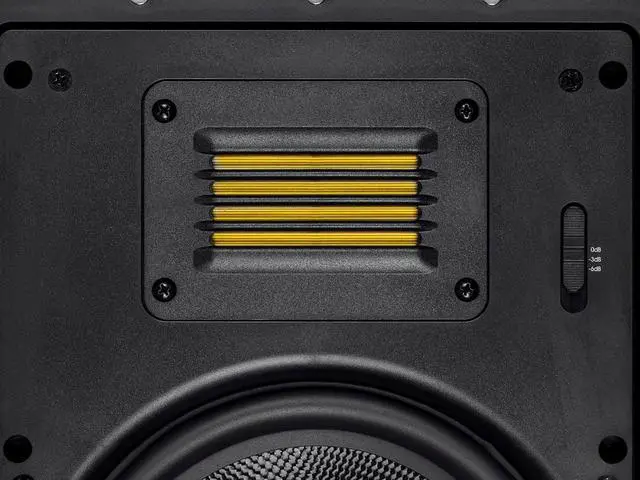 Alt view image 4 of 9 - Monoprice 2-Way Carbon Fiber In-Wall Speakers - 8 Inch (Pair) With Magnetic Grille And Ribbon Tweeter - Amber Series