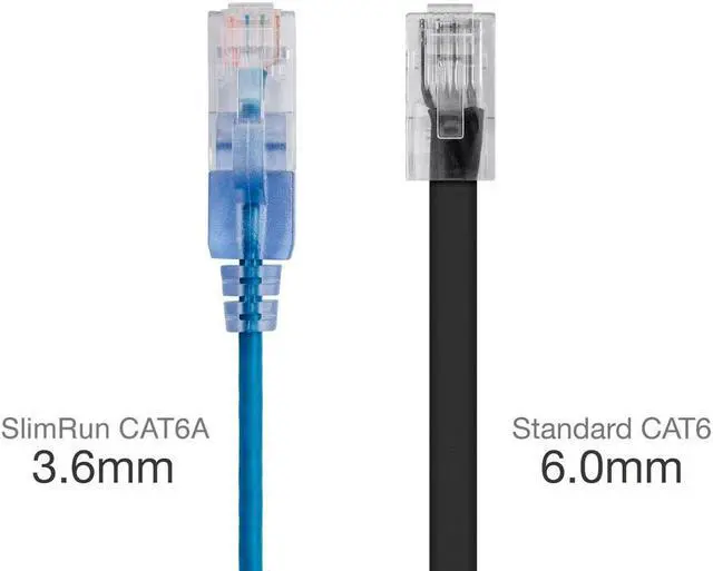 Alt view image 3 of 5 - Monoprice SlimRun Cat6A Ethernet Patch Cable - Network Internet Cord - RJ45, 550Mhz, UTP, Pure Bare Copper Wire, 10G, 30AWG, 7ft, Blue, 5-Pack