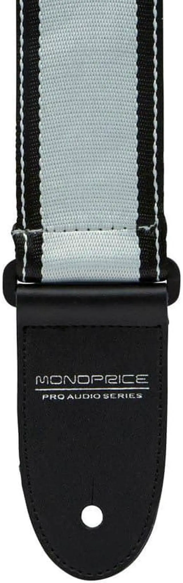 Alt view image 2 of 3 - Monoprice 2-inch Nylon Adjustable Guitar Strap with Leather Ends - Gray & Black