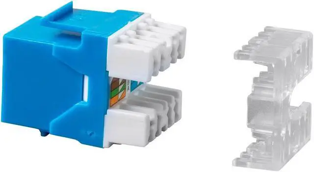 Alt view image 2 of 6 - Monoprice Cat6 RJ-45 180-Degree Punch Down Keystone Dual IDC, Blue
