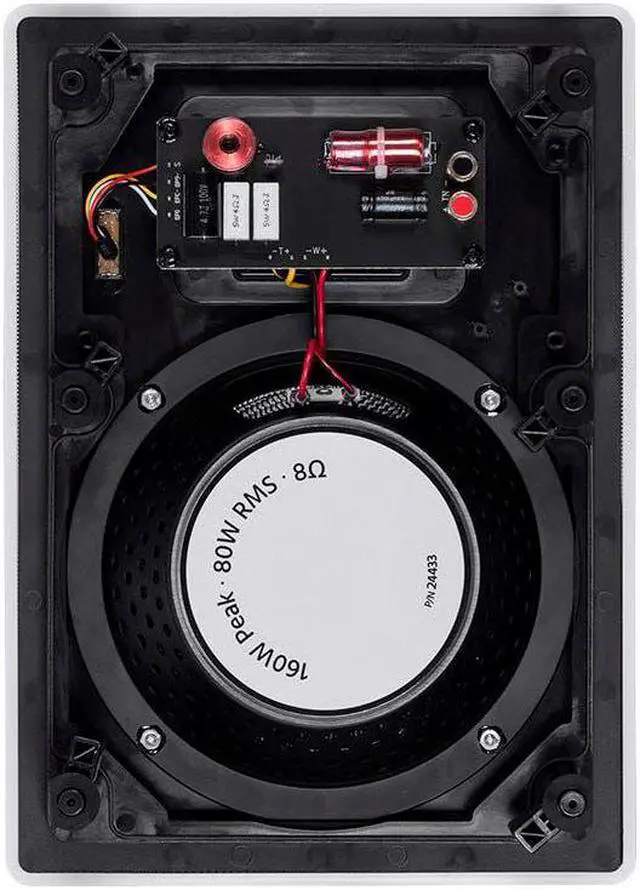 Alt view image 3 of 9 - Monoprice 2-Way Carbon Fiber In-Wall Speakers - 8 Inch (Pair) With Magnetic Grille And Ribbon Tweeter - Amber Series