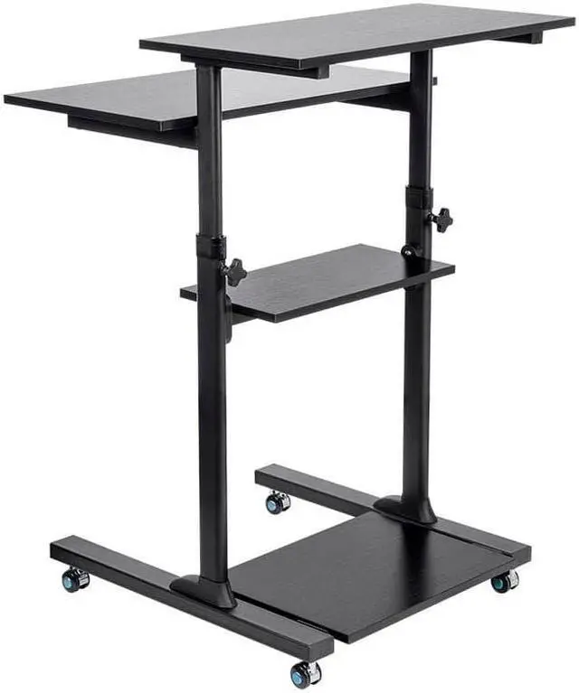 Alt view image 3 of 16 - Monoprice Height Adjustable PC Workstation Cart for Sit-Stand