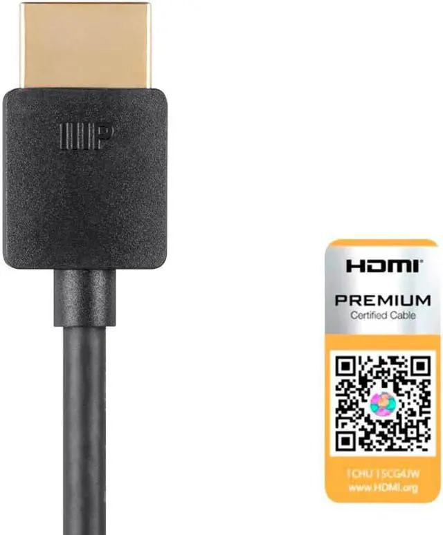 Alt view image 3 of 5 - Monoprice HDMI Cable - 8 Feet - Black | Certified Premium, High Speed, 4K@60Hz, HDR, 18Gbps, 36AWG, YUV, 4:4:4, Compatible with UHD TV and More - Ultra Slim Series