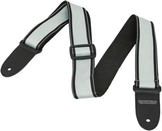 Main image of Monoprice 2-inch Nylon Adjustable Guitar Strap with Leather Ends - Gray & Black