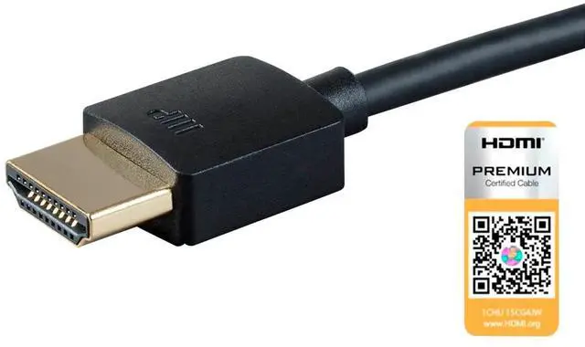 Alt view image 4 of 5 - Monoprice HDMI Cable - 1 Feet - Black| Certified Premium, 4K@60Hz, HDR, 18Gbps, 36AWG, YUV, 4:4:4, Compatible with UHD TV and More - Ultra Slim Series