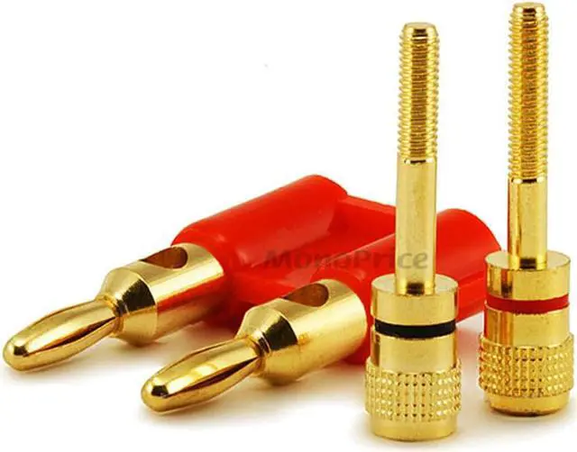 Alt view image 3 of 4 - Monoprice Dual High-Quality Gold Plated Speaker Banana Plugs, Red