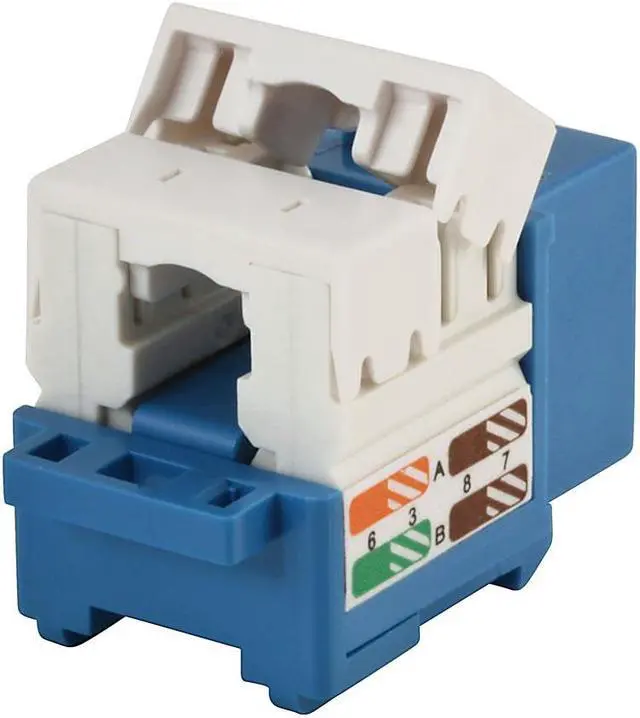 Alt view image 4 of 15 - Monoprice Cat5e Punch Down Keystone Jack for 22-24AWG Solid Wire, Blue