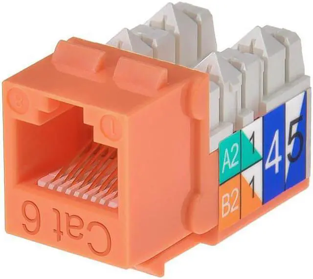 Main image of Monoprice Cat6 Punch Down Keystone Jack for 22-24AWG Solid Wire, Orange