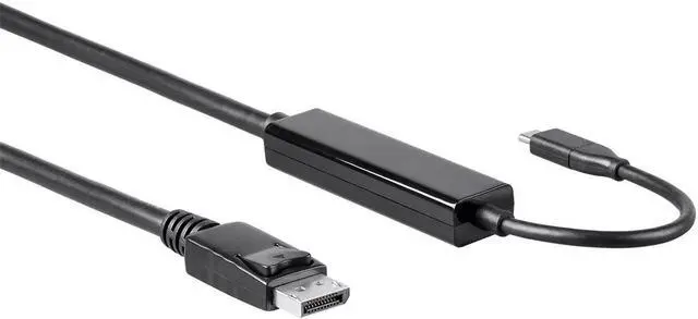 Main image of Monoprice USB C to DisplayPort 3.1 Cable - 6 Feet - Black | 5Gbps, Active, 4K@60Hz, Type C, Plug and Play, Mirror or Expand your PC