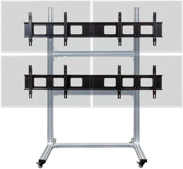 Alt view image 3 of 20 - Monoprice Commercial Series 2x2 Video Wall Mount Bracket System Rolling Display Cart with Micro Adjustment Arms For LED