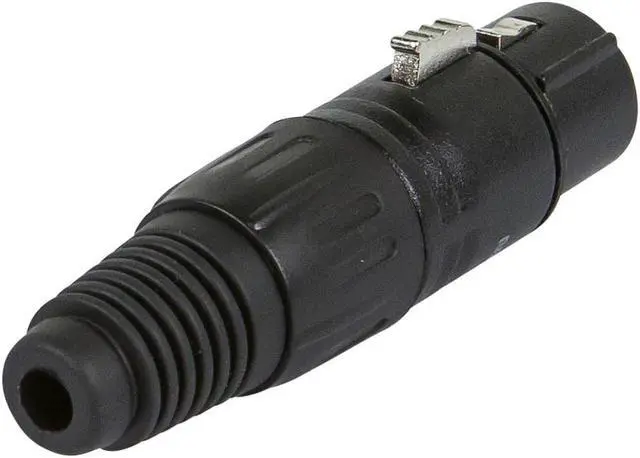 Alt view image 2 of 7 - Monoprice 3-Pin Female DMX Connector - Black | Anodized Aluminum With A Plastic Cap, Rubber Strain Relief Boot, And Lock Release Button.