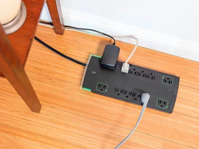 Alt view image 5 of 14 - Monoprice 12 Outlet Slim Surge Protector Power Strip - 10 Feet - Black | Heavy Duty Cord | UL Rated, 4,230 Joules With Grounded And Protected Light Indicator