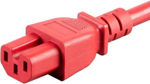 Alt view image 6 of 6 - Monoprice 14AWG Heavy-Duty Computer Extension Power Cable / Cord - 3ft - Red 15A 14AWG (IEC-320-C14 to IEC-320-C15)