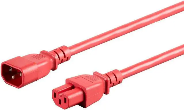 Alt view image 2 of 6 - Monoprice 14AWG Heavy-Duty Computer Extension Power Cable / Cord - 3ft - Red 15A 14AWG (IEC-320-C14 to IEC-320-C15)